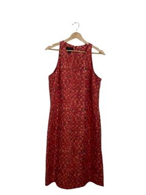 Sigrid Olsen Red Floral Sleeveless Midi Dress Faux Wrap Size 12
